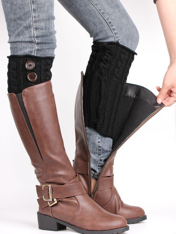 Cable Knit Boot Cuff Leg Warmers with Buttons Women Fashionable Foot Coverings